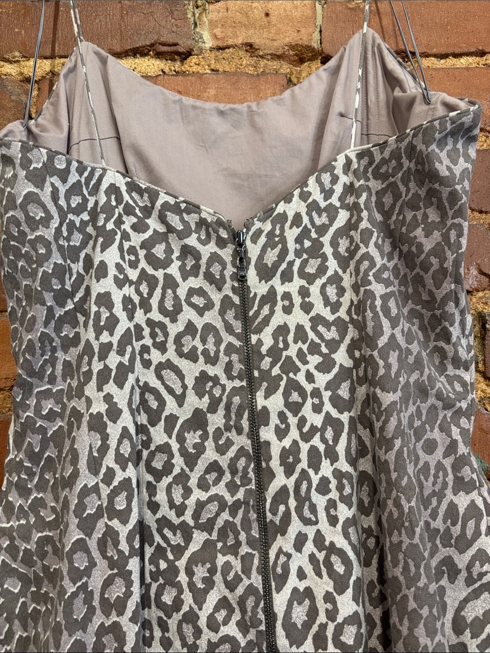 Rachel Roy taupe and gray cheetah print spaghetti strap dress size 10 - Picture 6 of 6